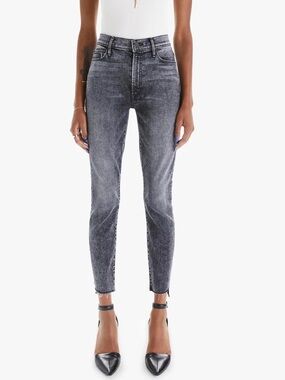 MOTHER The Stunner Jeans Train Stops Gray High Rise Slim Straight Crop 24